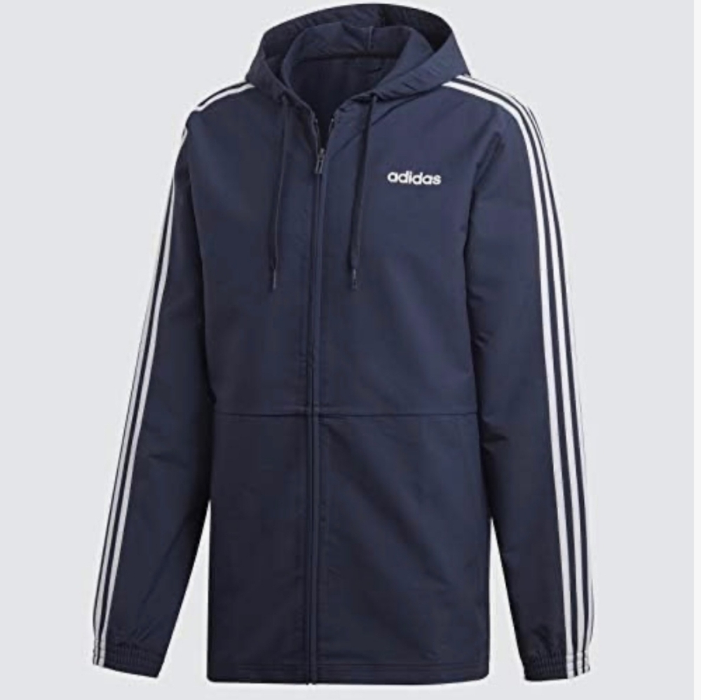 adidas Men's Essentials 3 Stripes Woven Windbreaker Jacket